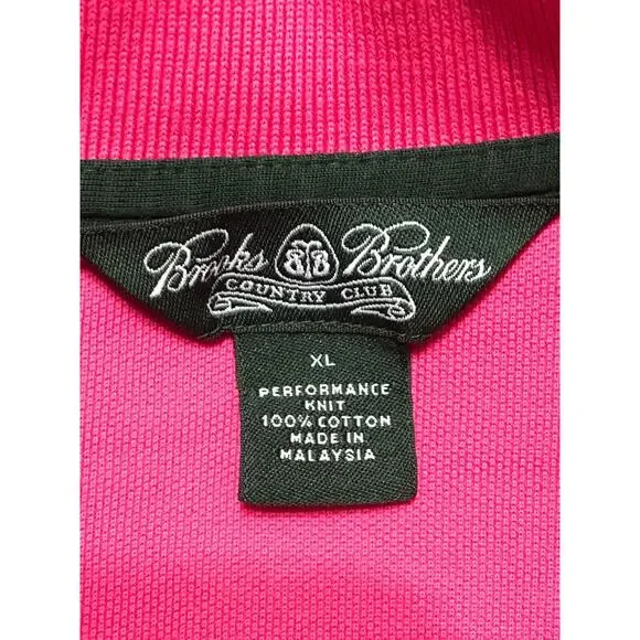 Brooks Brother Men's XL Performance Knit Golf Polo Shirt Hot Pink Cotton - Picture 8 of 9